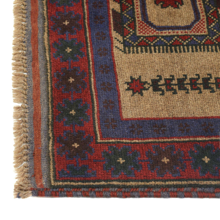 Beige Afghan Prayer Rug 2' 10" x 4' 5" Hand-Knotted view