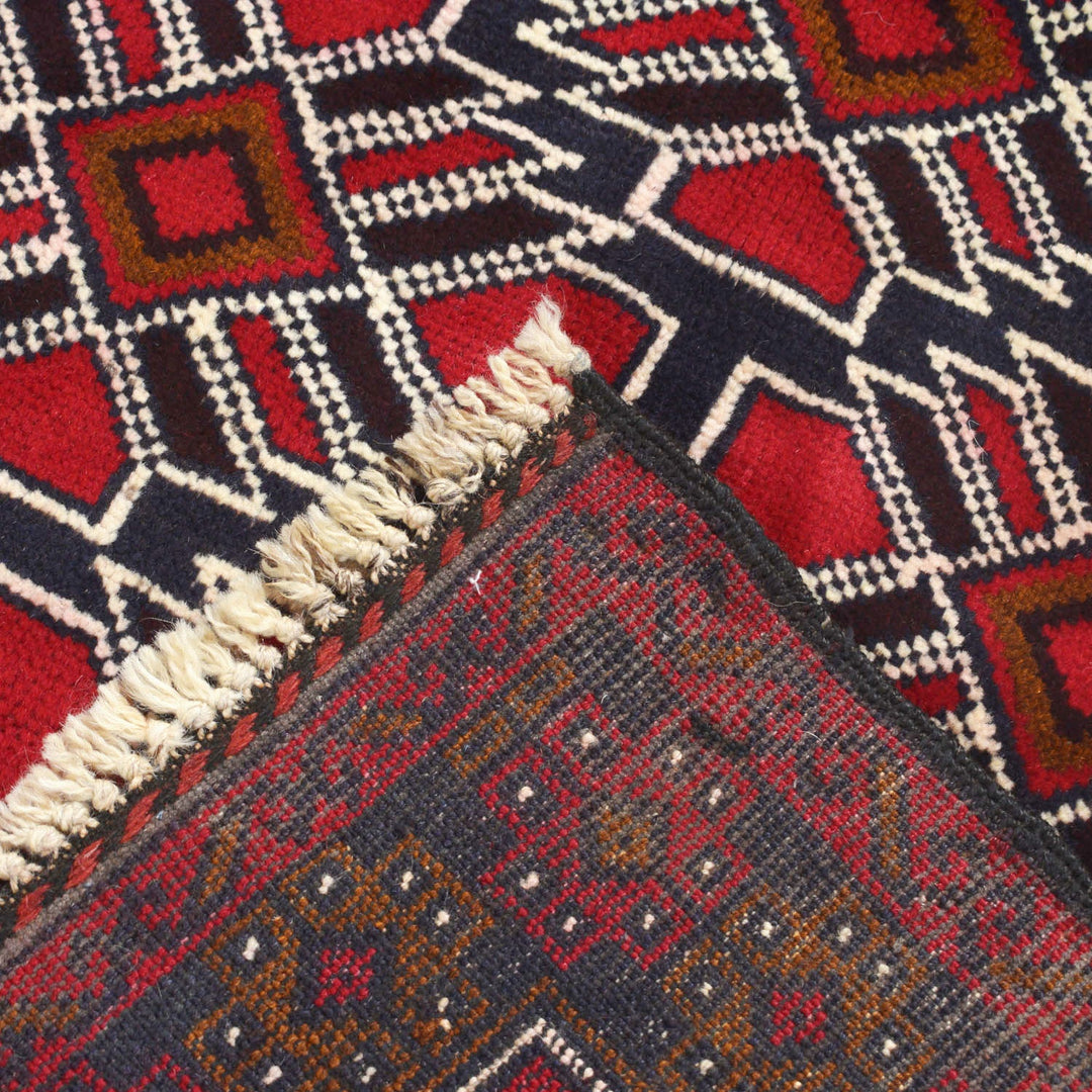 Afghan Baluchi Rug 2' 11" x 4' 7" Hand-Knotted border