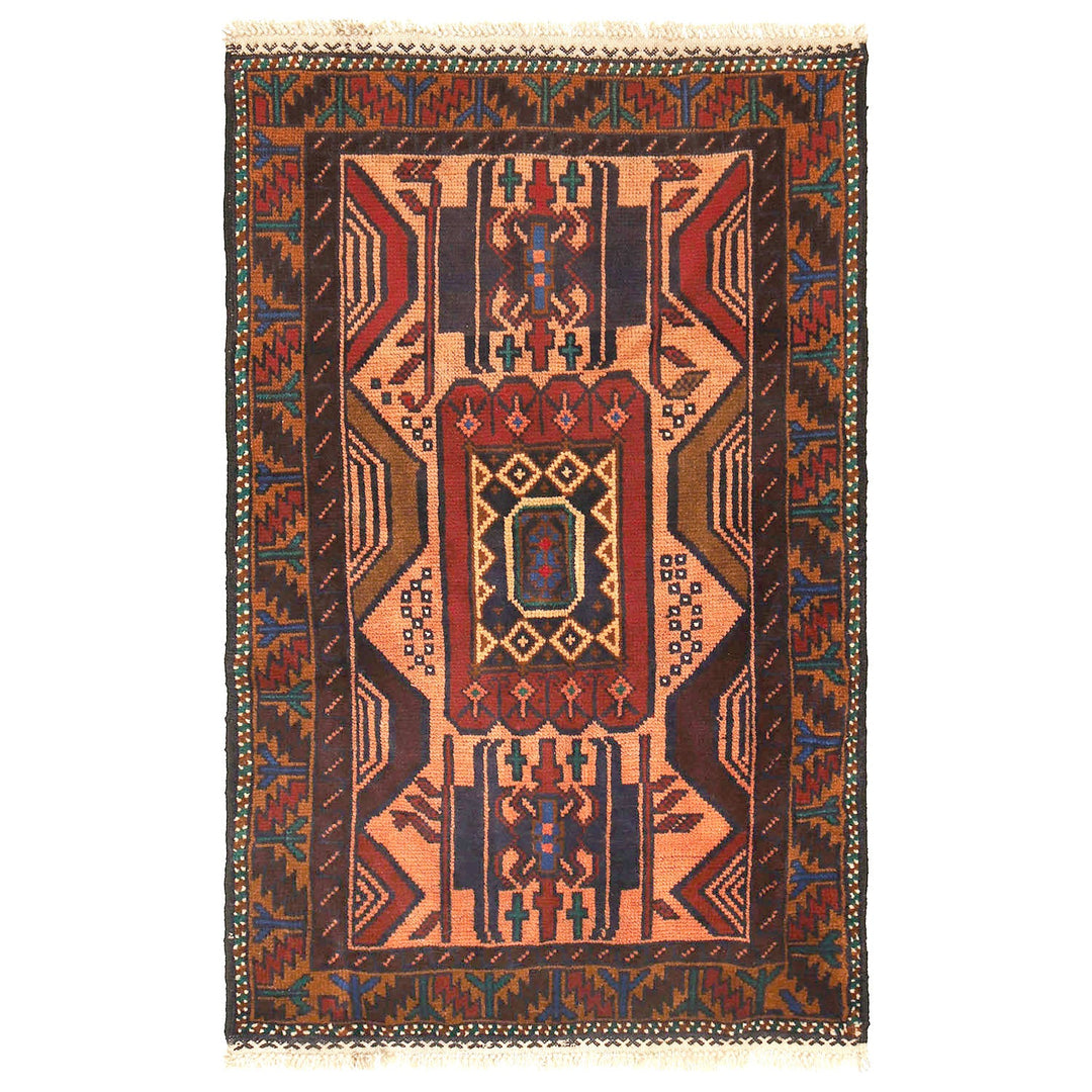 Afghan Baluchi Rug 2' 10" x 4' 9" Hand-Knotted