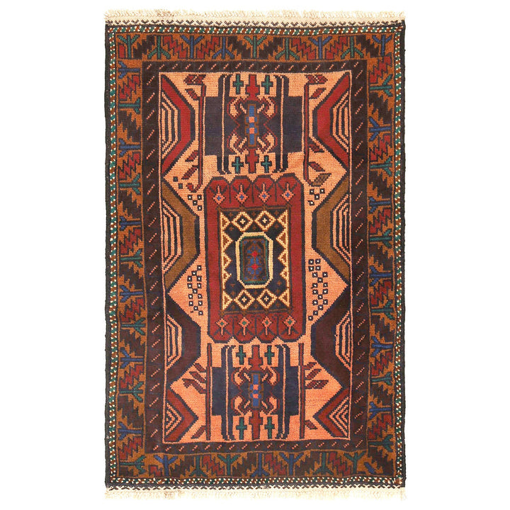 Afghan Baluchi Rug 2' 10" x 4' 9" Hand-Knotted
