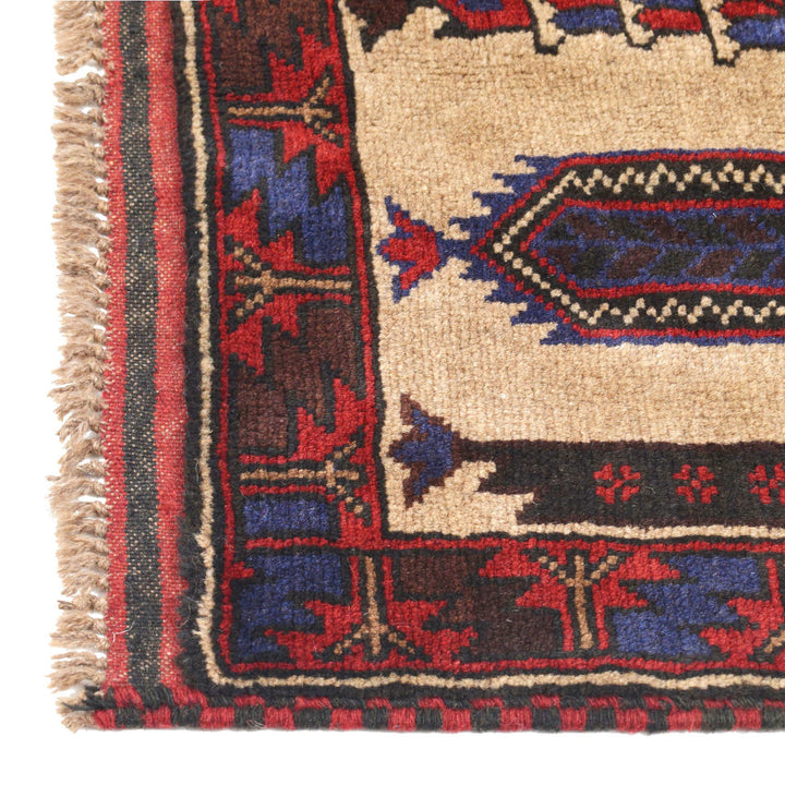 Beige Afghan Prayer Rug 2' 9" x 4' 6" Hand-Knotted view