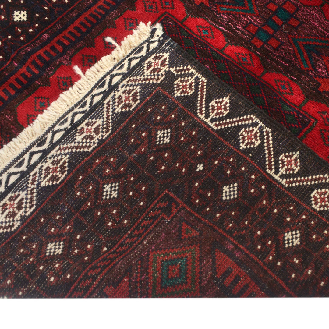Afghan Baluchi Rug 3' 2" x 4' 11" Hand-Knotted border