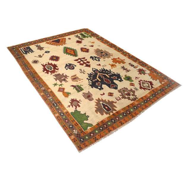 Hand Knotted Kohistani Carpet 5' 9" x 7' 5" - No. AL38649