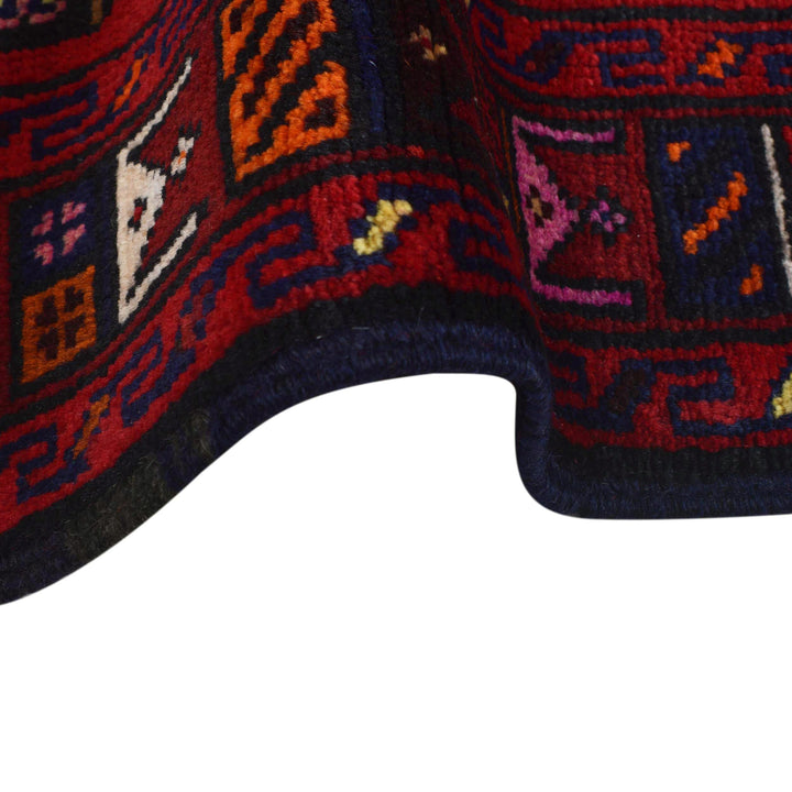 Red Afghan Prayer Rug 2' 6" x 4' 8" Hand-Knotted border