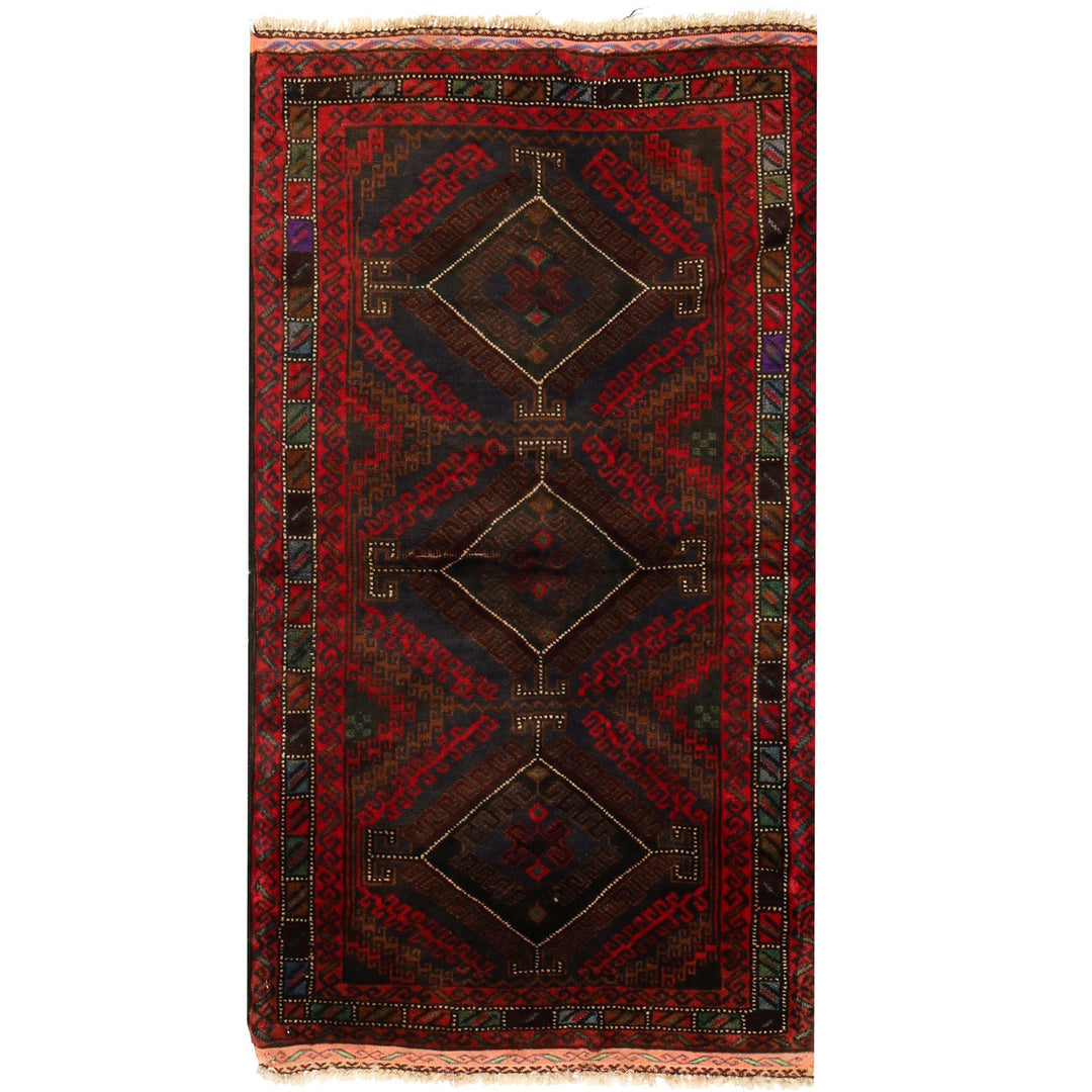 Afghan Baluchi Rug 2' 7" x 4' 5" Hand-Knotted