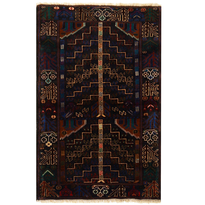 Afghan Baluchi Rug 2' 10" x 4' 6" Hand-Knotted