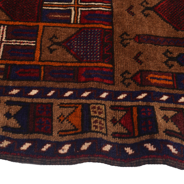 Afghan Prayer Rug 2' 4" x 4' 5" Hand-Knotted detail