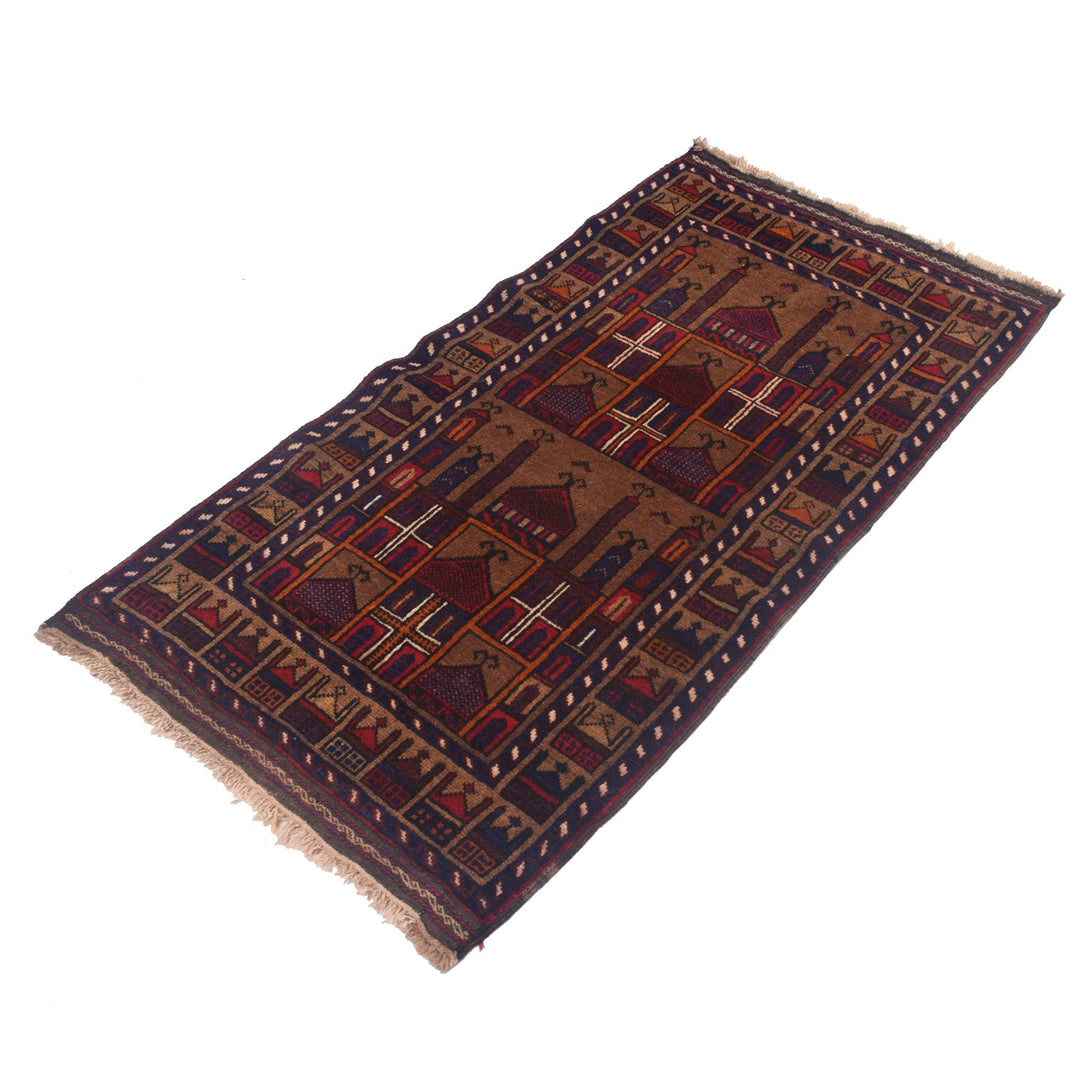 Afghan Prayer Rug 2' 4" x 4' 5" Hand-Knotted pattern