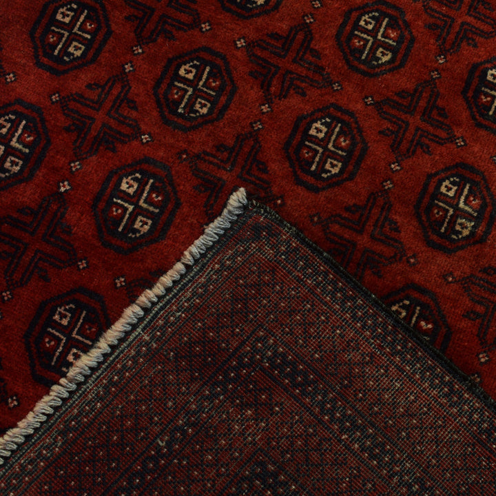 Red Afghan Baluchi Rug 3' 6" x 5' 11" Hand-Knotted border