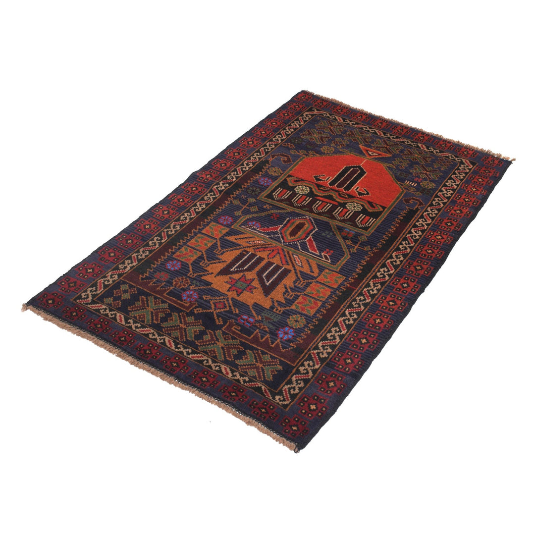 Afghan Prayer Rug 2' 8" x 4' 6" Hand-Knotted pattern
