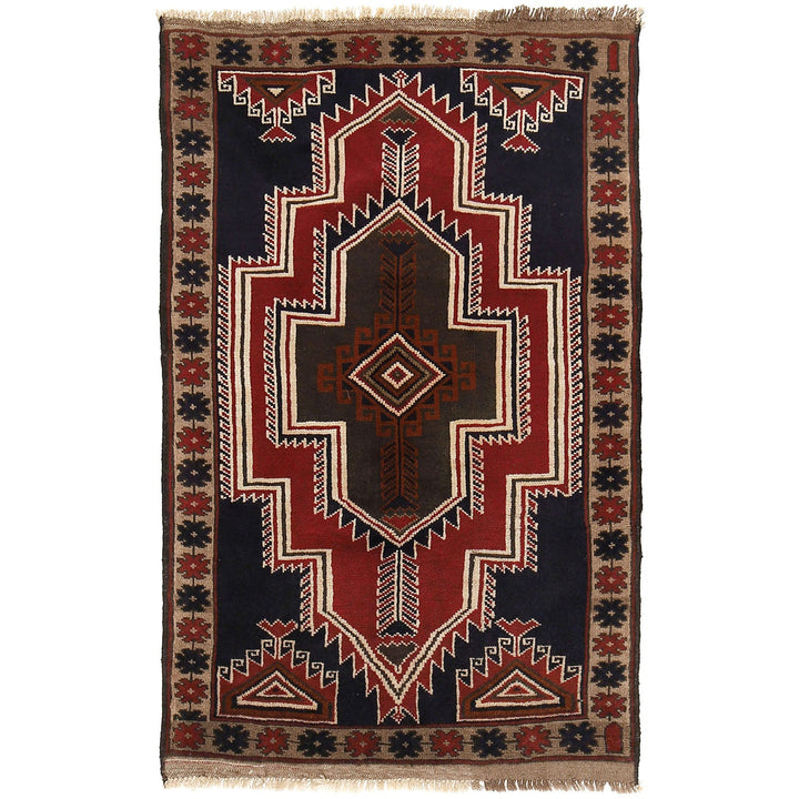 Afghan Baluchi Rug 2' 11" x 4' 7" Hand-Knotted