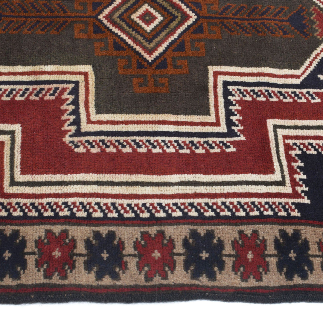 Afghan Baluchi Rug 2' 11" x 4' 7" Hand-Knotted detail