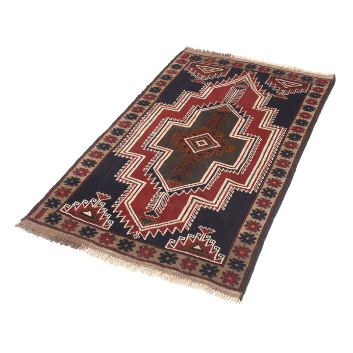 Afghan Baluchi Rug 2' 11" x 4' 7" Hand-Knotted pattern