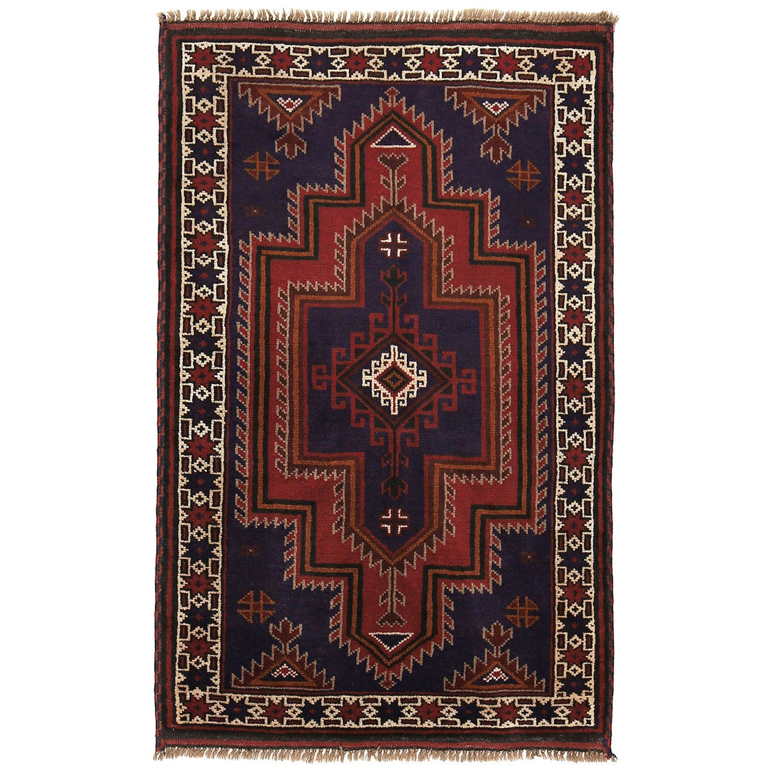 Afghan Baluchi Rug 2' 10" x 4' 4" Hand-Knotted
