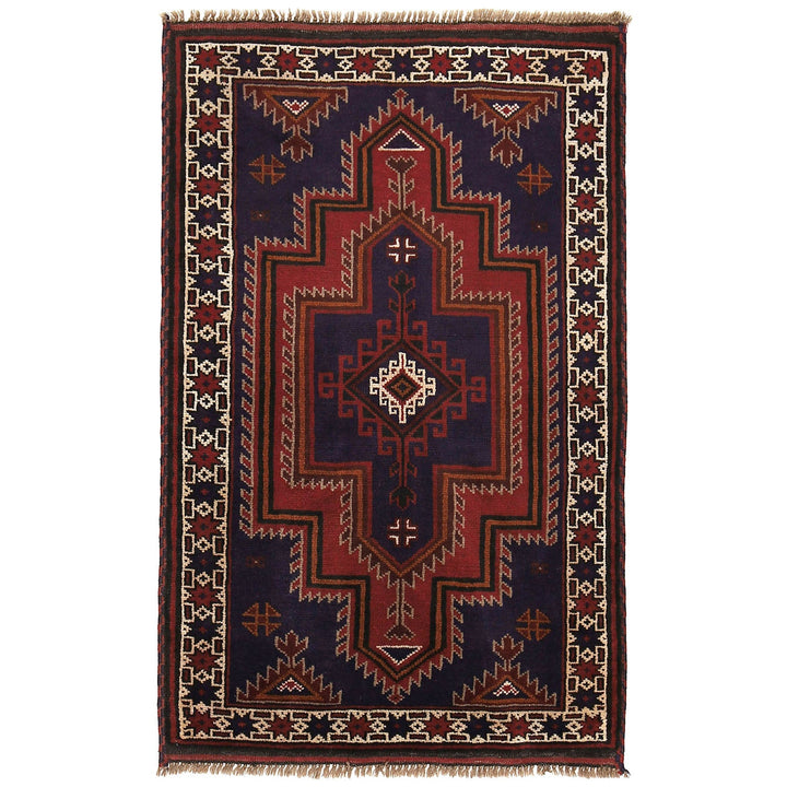 Afghan Baluchi Rug 2' 10" x 4' 4" Hand-Knotted