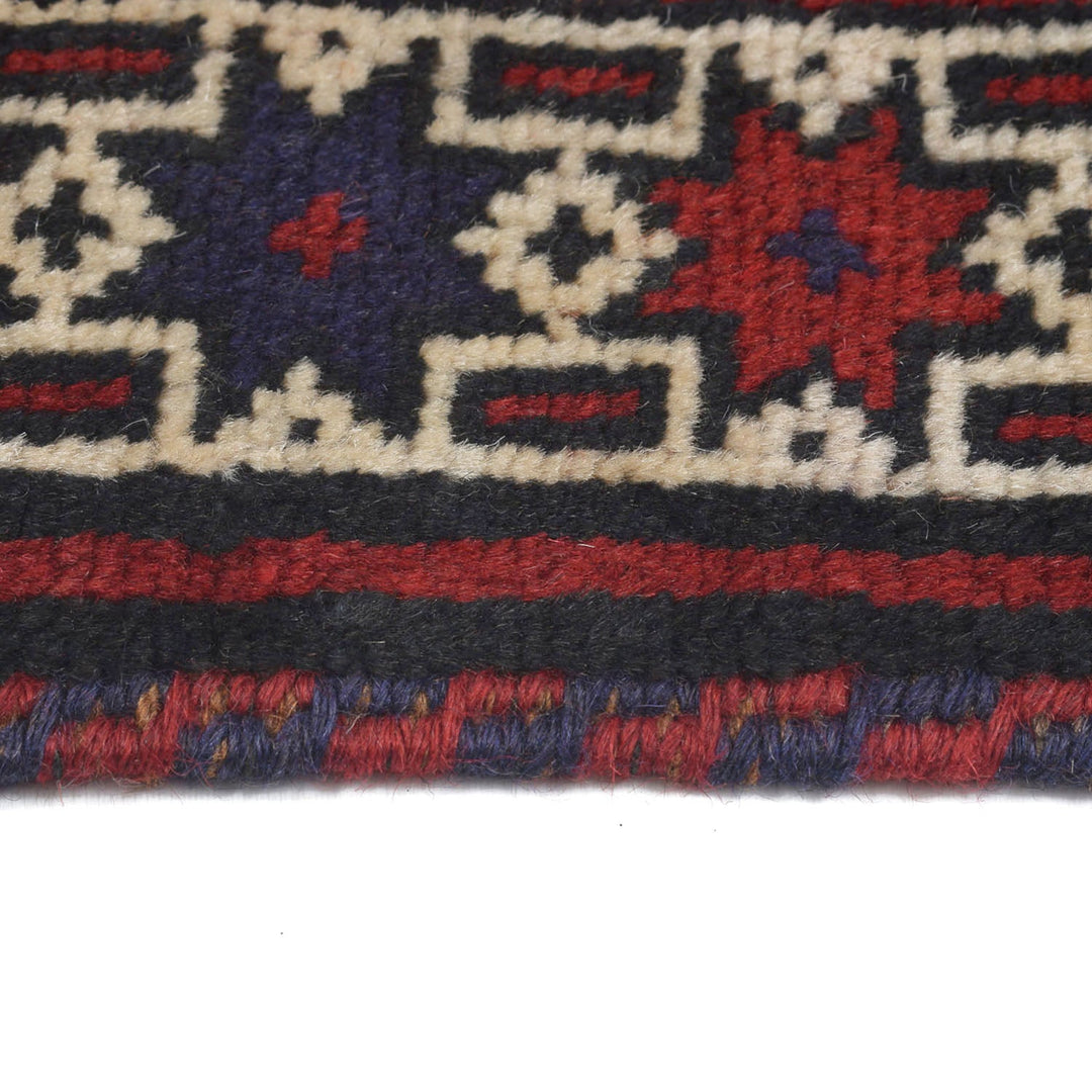 Afghan Baluchi Rug 2' 10" x 4' 4" Hand-Knotted detail