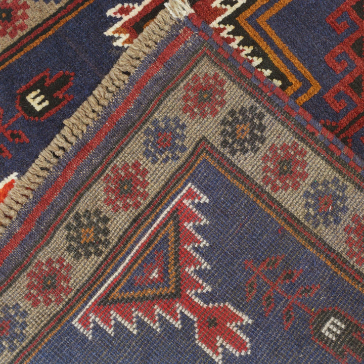 Afghan Baluchi Rug 2' 8" x 4' 6" Hand-Knotted border