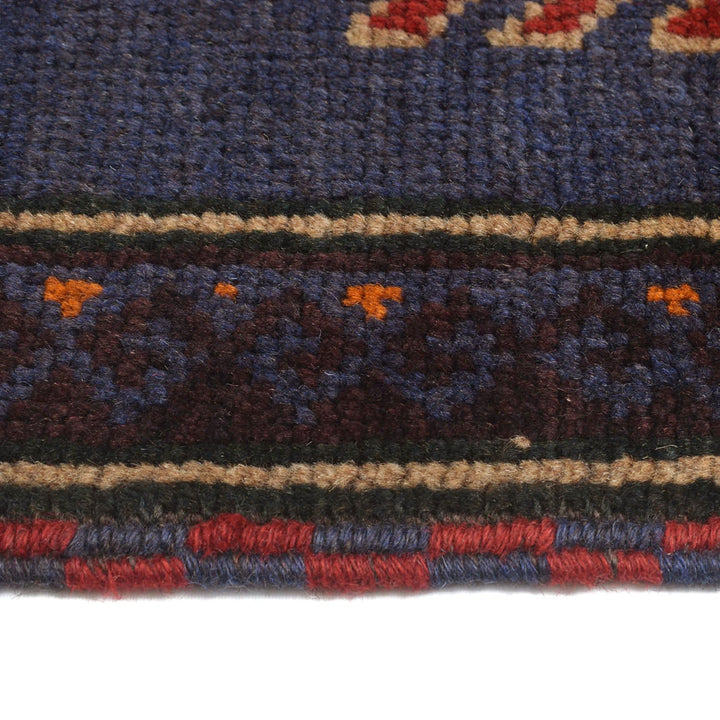 Dark Blue Afghan Baluchi Rug 2' 11" x 4' 9" Hand-Knotted detail