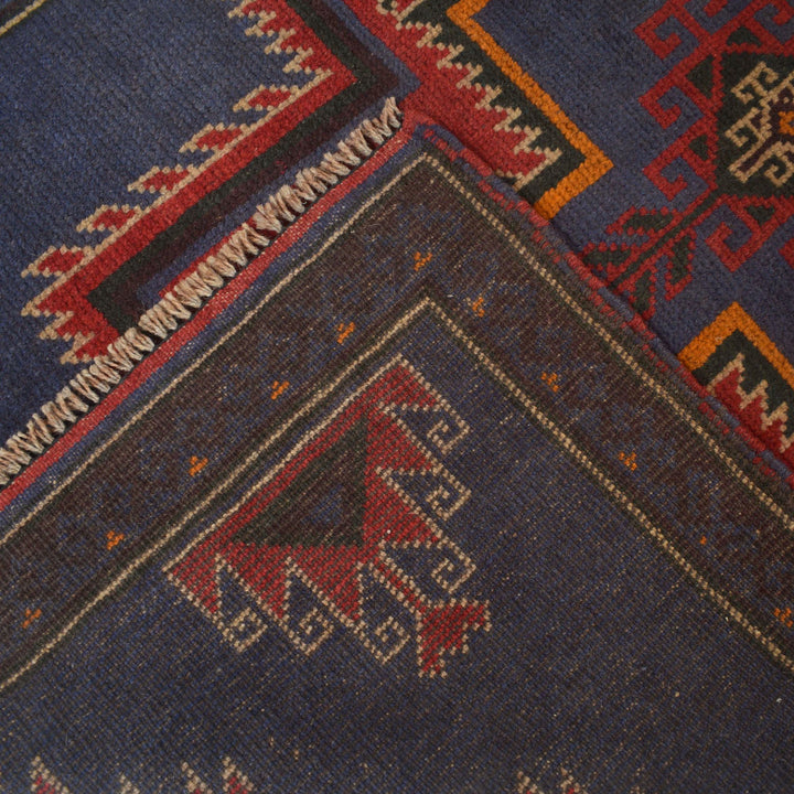 Dark Blue Afghan Baluchi Rug 2' 11" x 4' 9" Hand-Knotted border