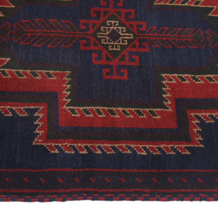Dark Blue Afghan Baluchi Rug 2'7" x 4'7" Hand-Knotted detail