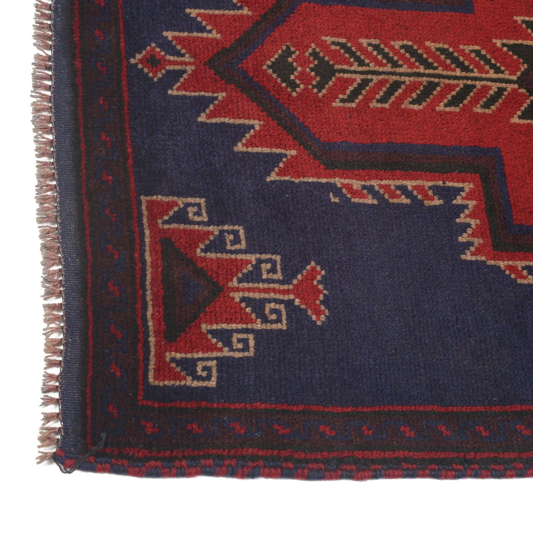 Dark Blue Afghan Baluchi Rug 2'7" x 4'7" Hand-Knotted view