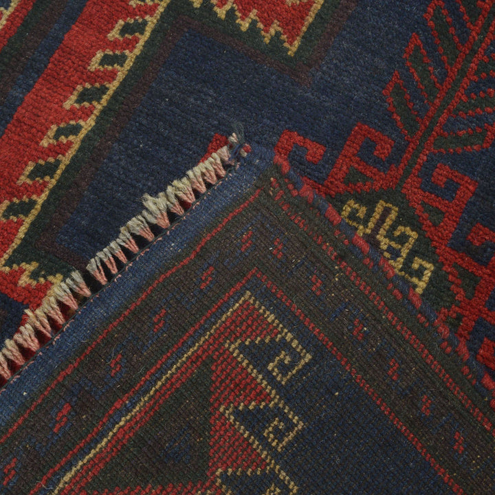 Dark Blue Afghan Baluchi Rug 2'7" x 4'7" Hand-Knotted border