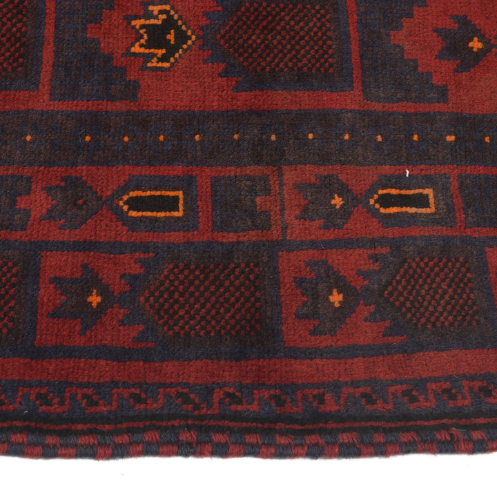 Red Afghan Prayer Rug 3' 1" x 5' 0" Hand-Knotted detail