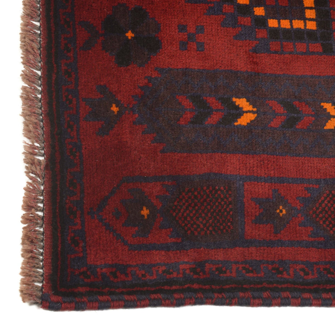 Red Afghan Prayer Rug 3' 1" x 5' 0" Hand-Knotted view