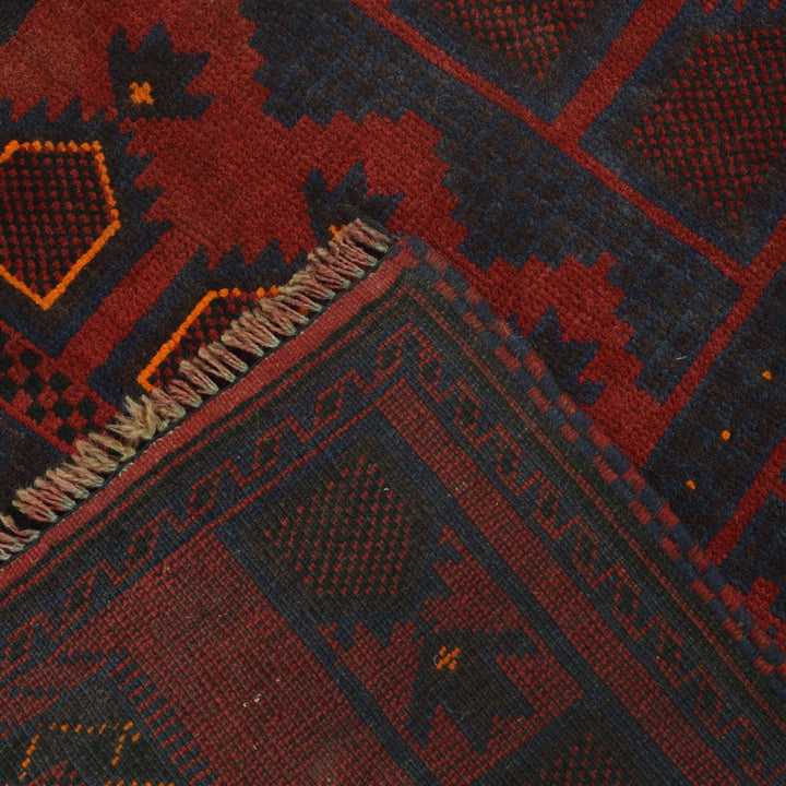 Red Afghan Prayer Rug 3' 1" x 5' 0" Hand-Knotted border