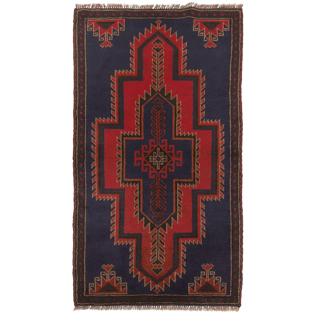 Dark Blue Afghan Baluchi Rug 2' 7" x 4' 10" Hand-Knotted
