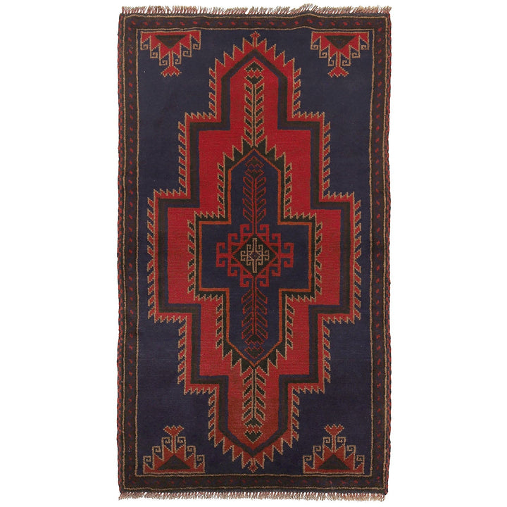 Dark Blue Afghan Baluchi Rug 2' 7" x 4' 10" Hand-Knotted