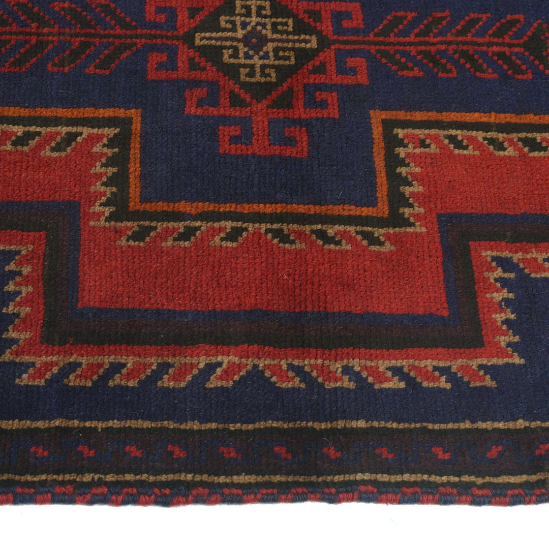 Dark Blue Afghan Baluchi Rug 2' 7" x 4' 10" Hand-Knotted detail