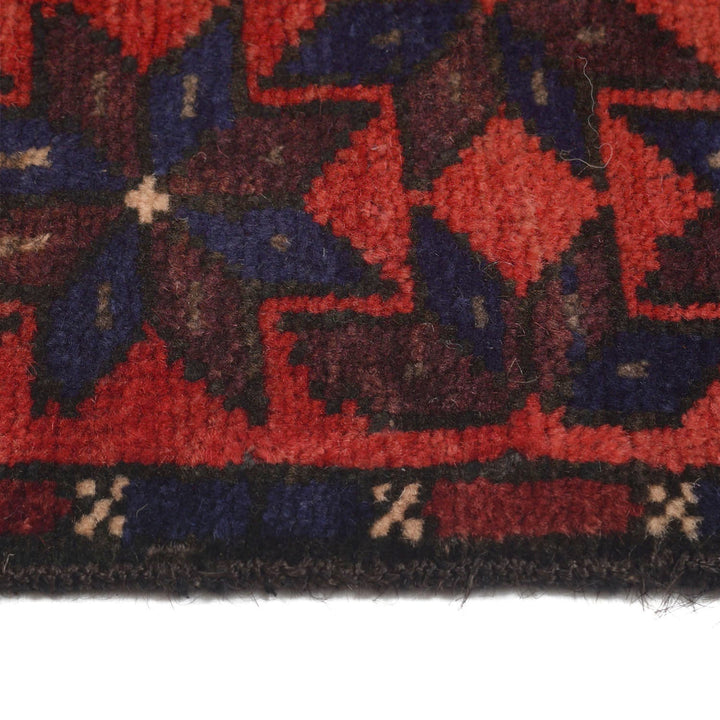 Afghan Prayer Rug 2' 10" x 4' 4" Hand-Knotted detail