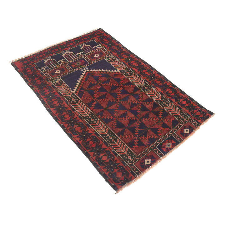 Afghan Prayer Rug 2' 10" x 4' 4" Hand-Knotted close-up