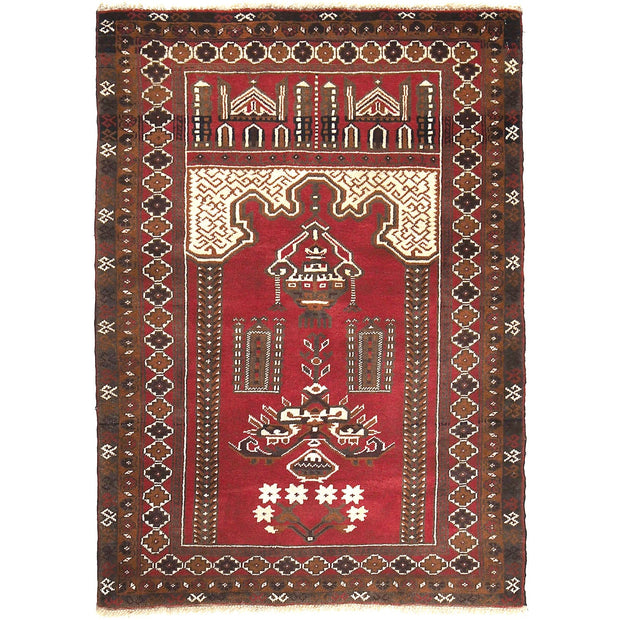 Red Color Prayer Rug 3' 0" x 4' 9" - No. AL62697