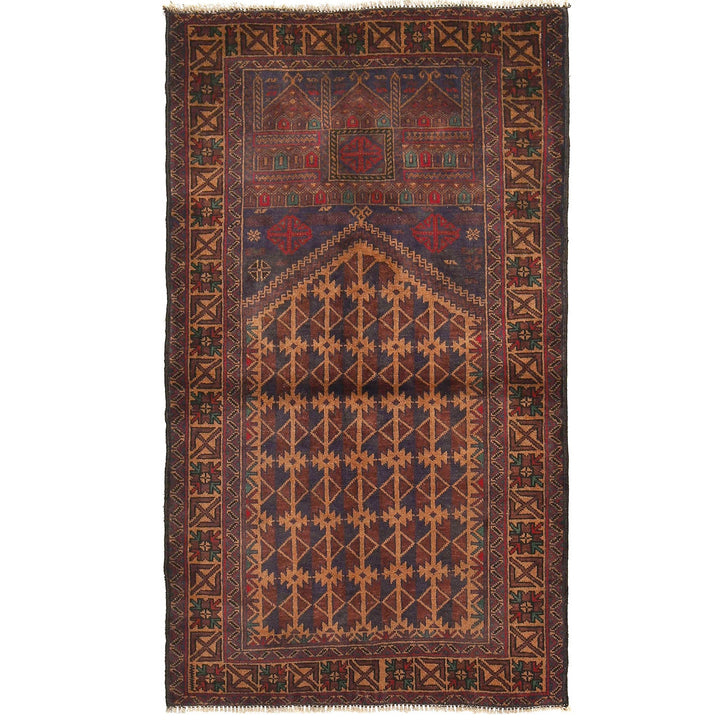 Afghan Prayer Rug 3' 0" x 5' 3" Hand-Knotted
