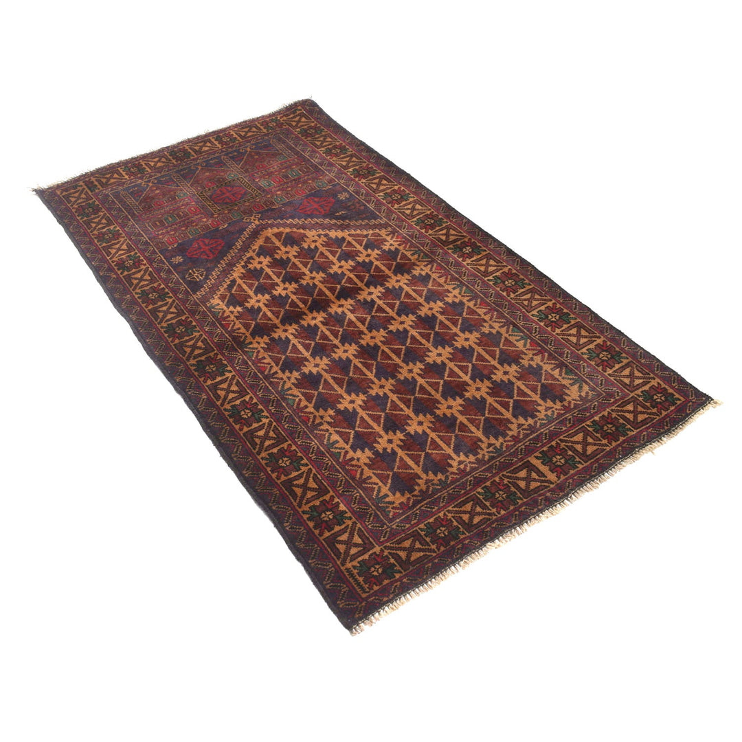 Afghan Prayer Rug 3' 0" x 5' 3" Hand-Knotted close-up
