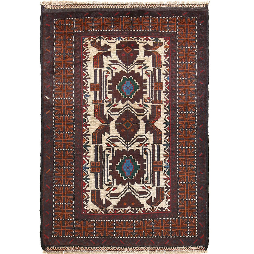 Afghan Baluchi Rug 2' 11" x 4' 5" Hand-Knotted