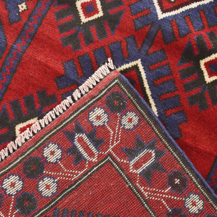 Afghan Baluchi Rug 2' 11" x 5' 0" Hand-Knotted border