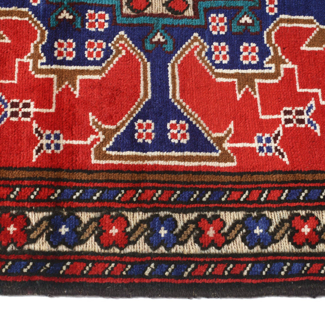 Afghan Baluchi Rug 3' 0" x 4' 6" Hand-Knotted detail