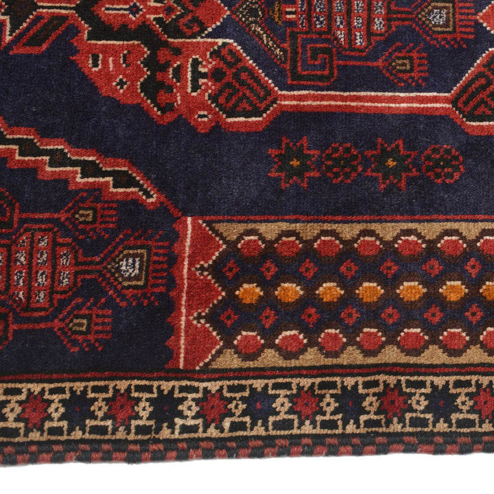 Afghan Prayer Rug 2' 9" x 4' 9" Hand-Knotted detail
