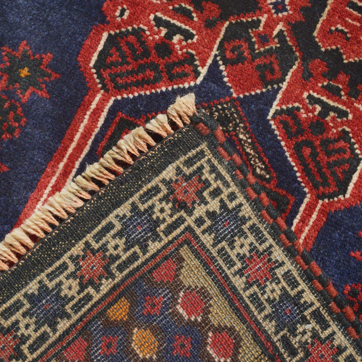 Afghan Prayer Rug 2' 9" x 4' 9" Hand-Knotted border