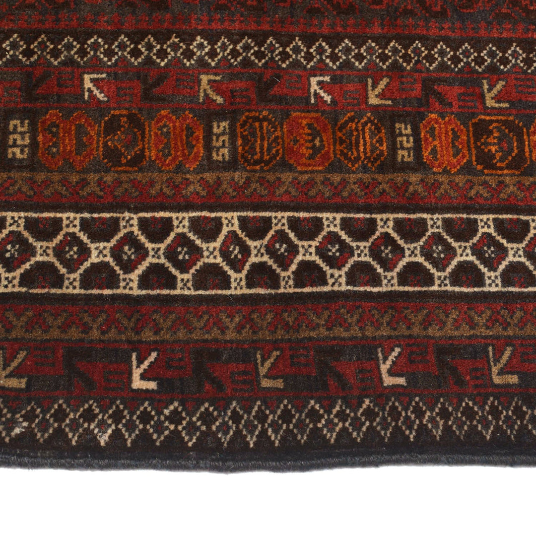 Red Afghan Prayer Rug 3' 3" x 5' 3" Hand-Knotted detail