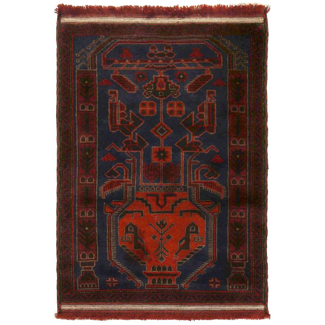 Dark Blue Afghan Baluchi Rug 3' 1" x 5' 1" Hand-Knotted
