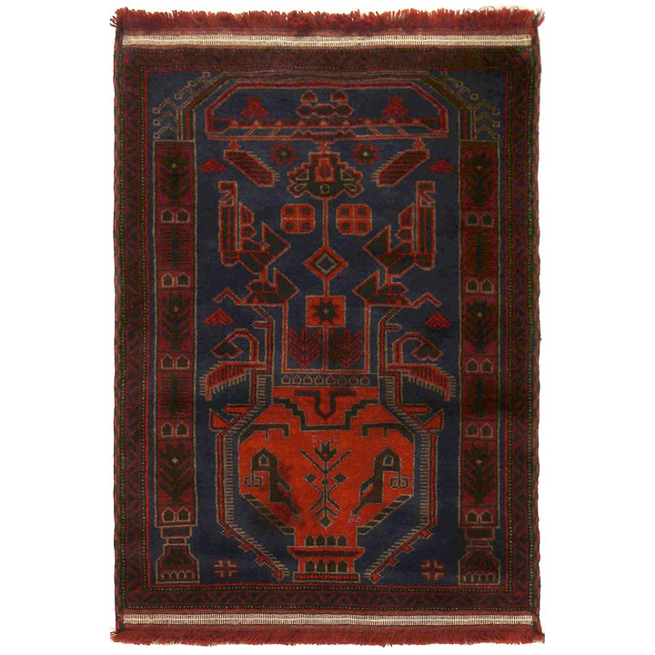 Dark Blue Afghan Baluchi Rug 3' 1" x 5' 1" Hand-Knotted
