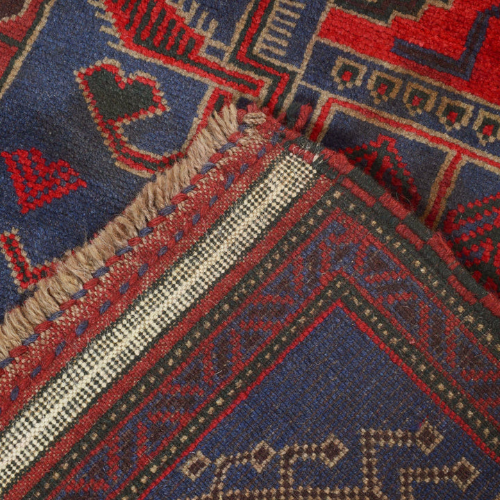 Dark Blue Afghan Baluchi Rug 3' 1" x 5' 1" Hand-Knotted border