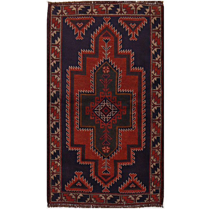 Afghan Baluchi Rug 2' 12" x 5' 2" Hand-Knotted