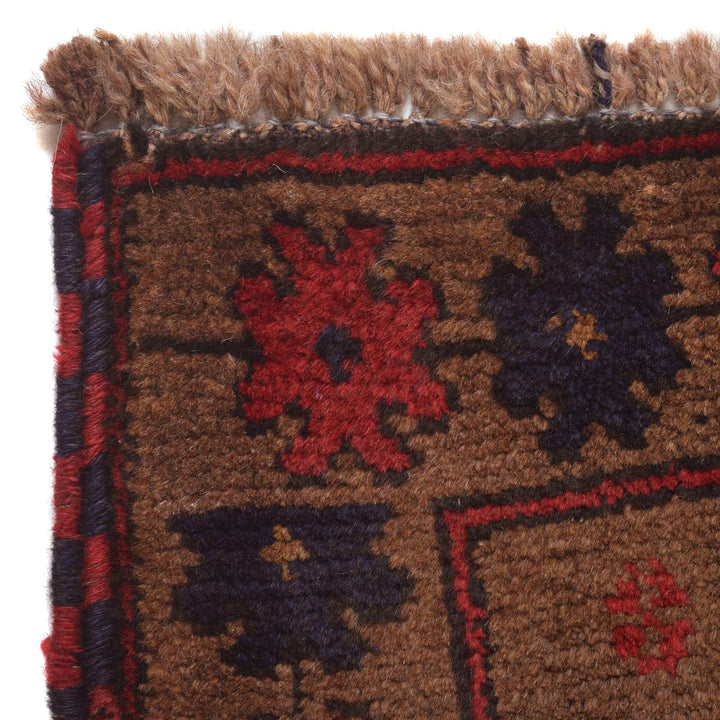 Brown Afghan Prayer Rug 2' 11" x 4' 9" Hand-Knotted view