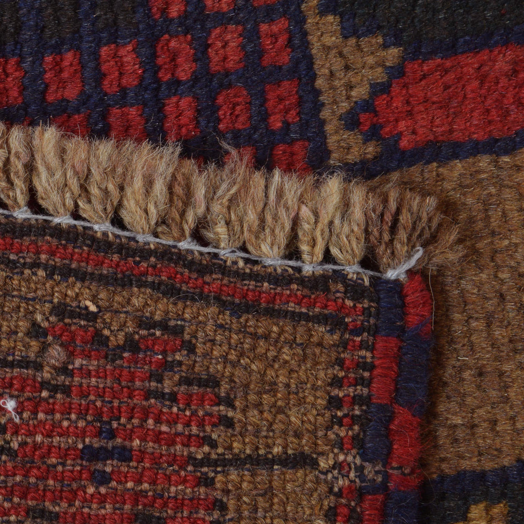 Brown Afghan Prayer Rug 2' 11" x 4' 9" Hand-Knotted pattern