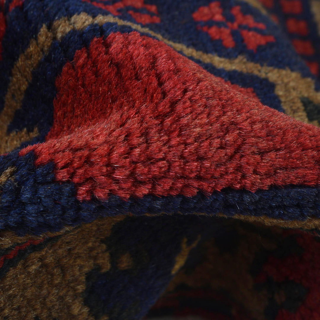 Brown Afghan Prayer Rug 2' 11" x 4' 9" Hand-Knotted field